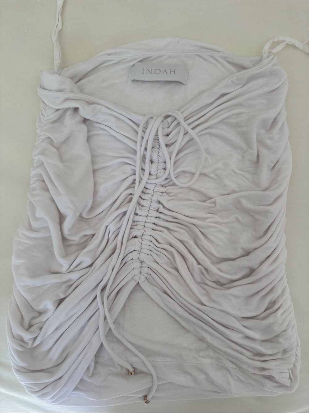 Indah Light Gray Ruched Drawstring Skirt